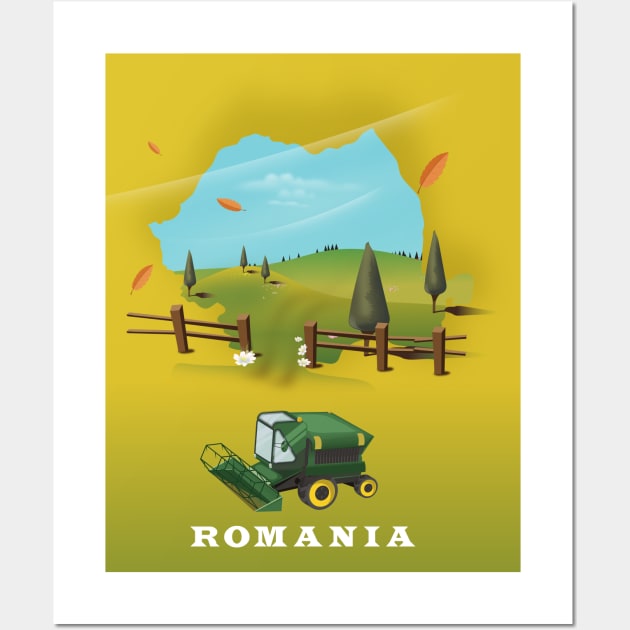 Romania Map Travel poster Wall Art by nickemporium1